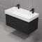 Double Floating Black Bathroom Vanity, Modern, 40